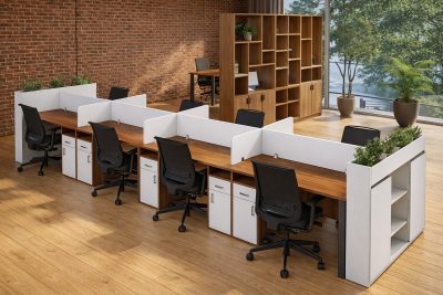 Cụm bàn làm việc 8 người có hộc