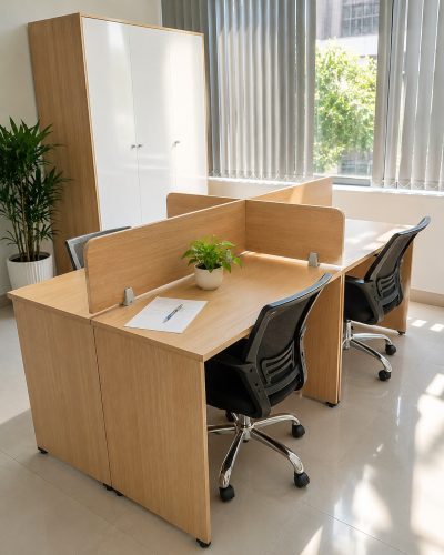 Cụm bàn làm việc vách ngăn gỗ