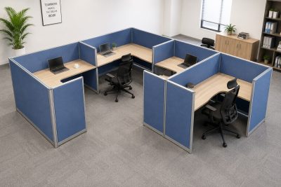 Cụm bàn làm việc L vách ngăn